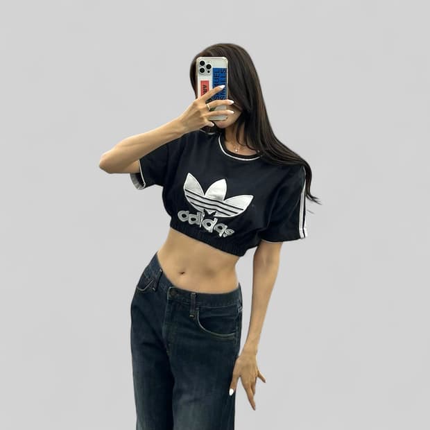 (WOMEN S)아디다스 크롭 반팔-Y292