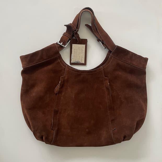Ralph Lauren Brown Suede Hobo Tote Bag