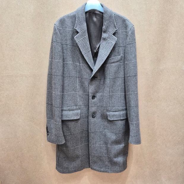 마시모두띠 울 캐시미어 체크 롱 코트