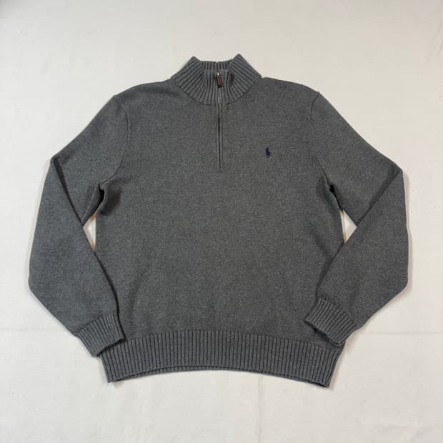 L) 폴로 랄프로렌 반집업 풀오버 헤비코튼 니트 그레이