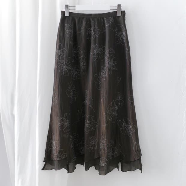 Longchamp) flower flared skirt