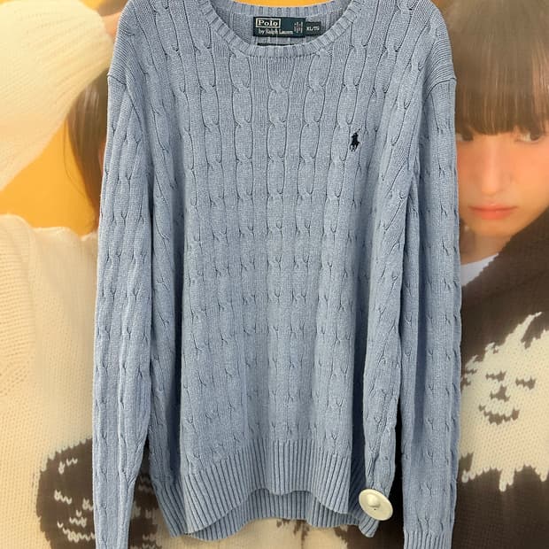 POLO 폴로 베이비블루 케이블니트