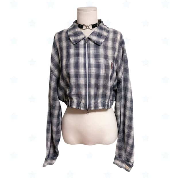 입생로랑 커스텀 체크 약 시스루 레이어드 포인트 투웨이 집업