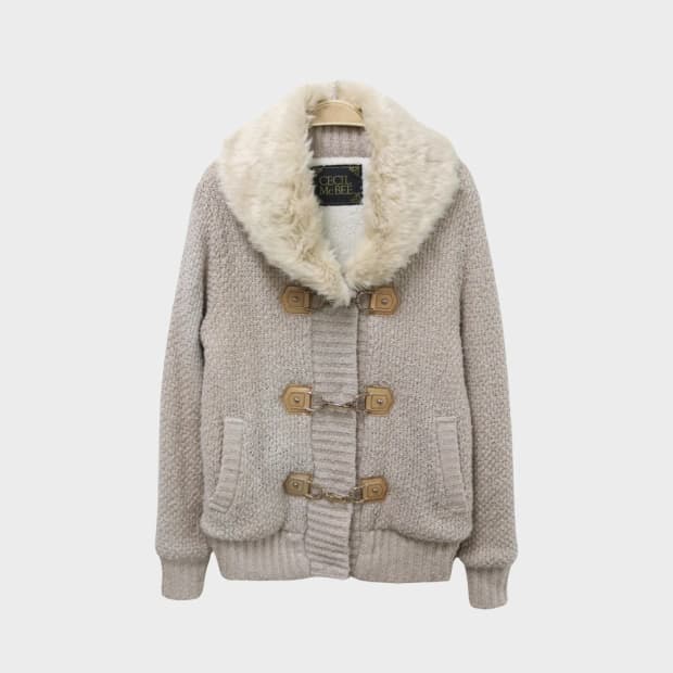 세실맥비 퍼 카라 니팅 자켓 61779