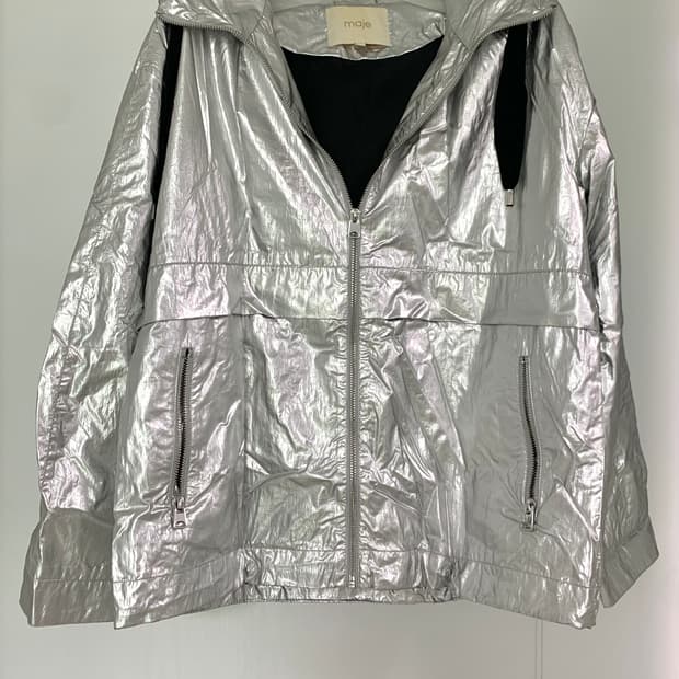 마쥬 maje 실버 후드 여성 바람막이
