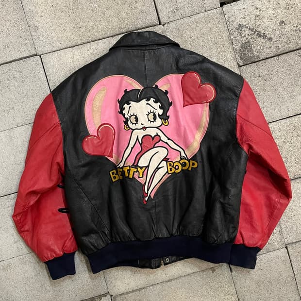90s 빈티지 베티 붑 레더 봄버 자켓