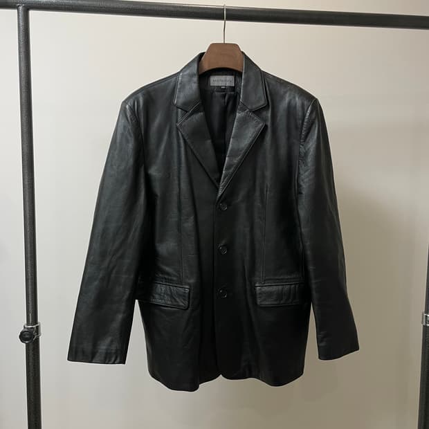 (100) Skinfactory 소가죽 3버튼 레더 자켓