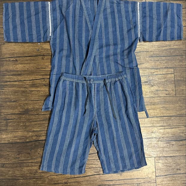 일본 진베이(JINBEI) 면100% 스트라이프 상하세트 M-L
