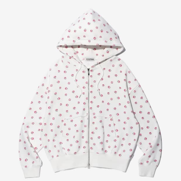 유희 FLOWER PATTERN HOOD ZIP-UP WHITE