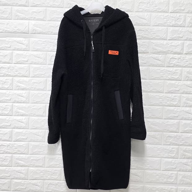 택포) 게스 뽀글이 롱 후드 후리스 M