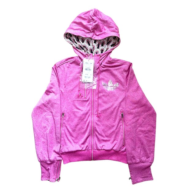 Rare Y2K Adidas Pink Glitter Zip-Up Hood