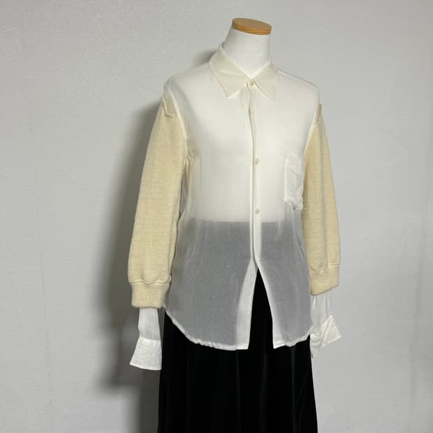 14aw 꼼데가르송 메인라인 니트 슬리브 오간자 셔츠 s