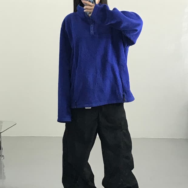 빈티지 엘엘빈 불루 후리스 맨투맨