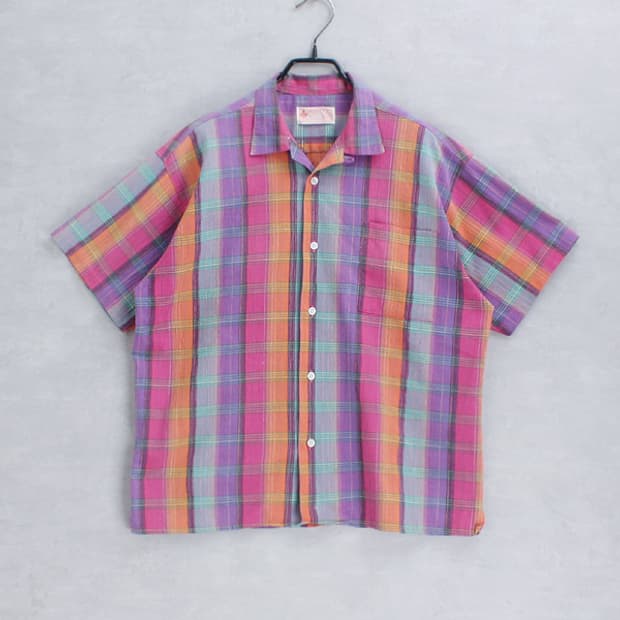 CHEVIOT T.U.I. _ open collar check shirt