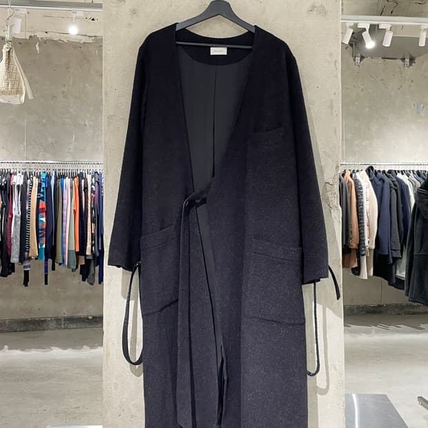 베드 제이 더블유 포드 17A/W 다크 브라운 기모노 랩 울 코트