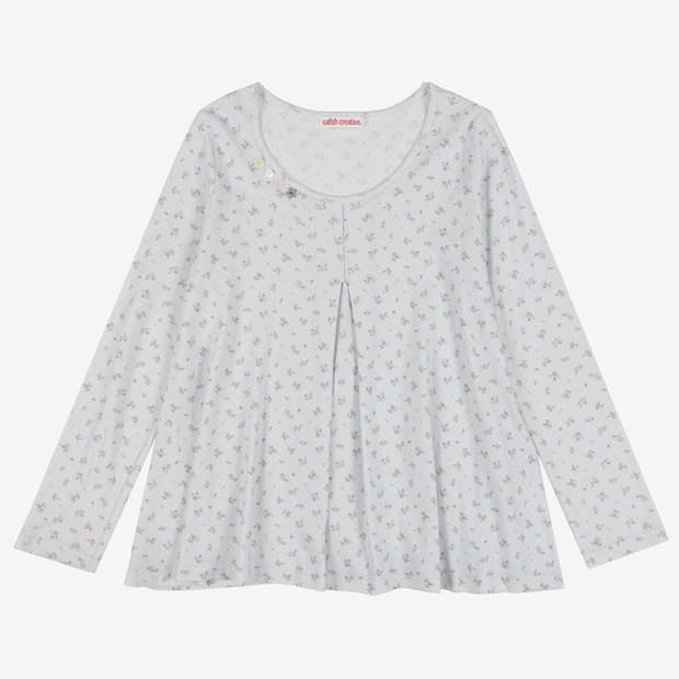 당일)오피쉬 Floral Tuck Longsleeve, Sky Blue