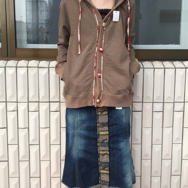 Oriental line detail hood cardigan