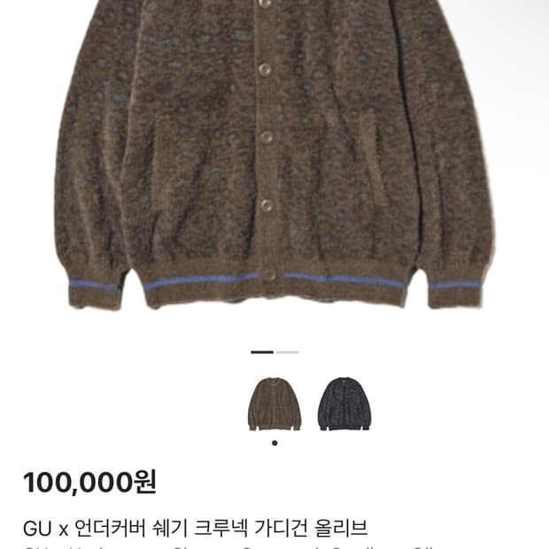 GU x 언더커버 샤기 크루넥 가디건 L사이즈