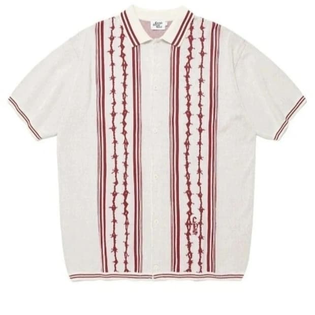 카비시 스트라이프 하프 슬리브 니트 셔츠 M