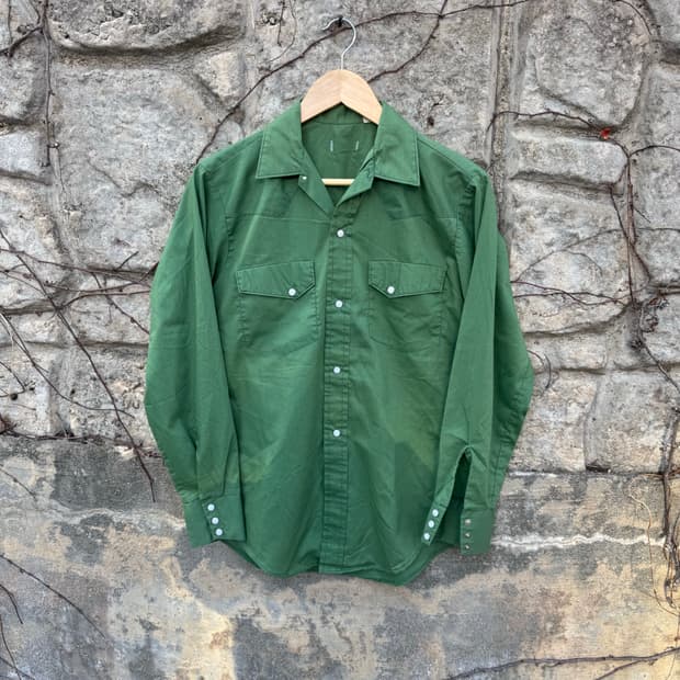 70~90s 빈티지 웨스턴 셔츠 그린 s