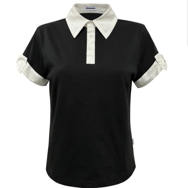 체메씨 BOW SLEEVE SHIRT COLLAR TOP (BLACK)