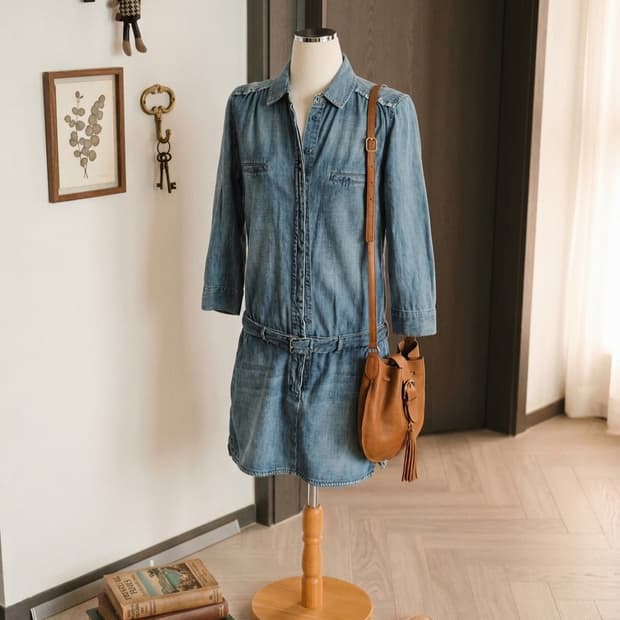 [Maje] 마주 데님 셔츠 원피스