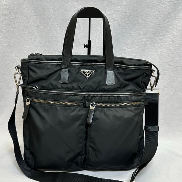 프라다 리나일론 사피아노 가죽 토트백 2vg860