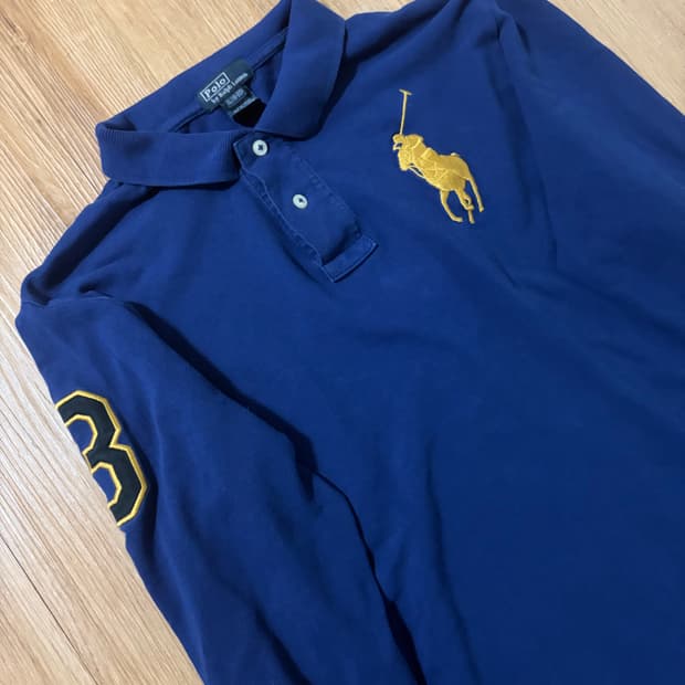 폴로 빅포니 긴팔 카라티 네이비