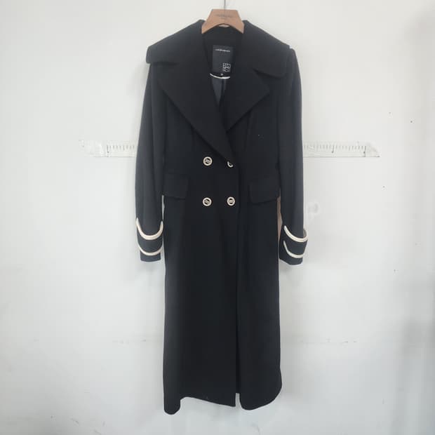 에고이스트 블랙 롱 코트 더블 버튼