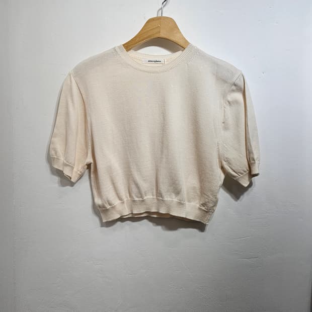 atmosphere 크롭 니트 반팔 아이보리 S