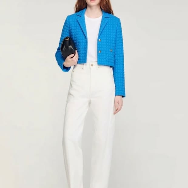 (새상품)산드로 트위드 크롭자켓 36사이즈