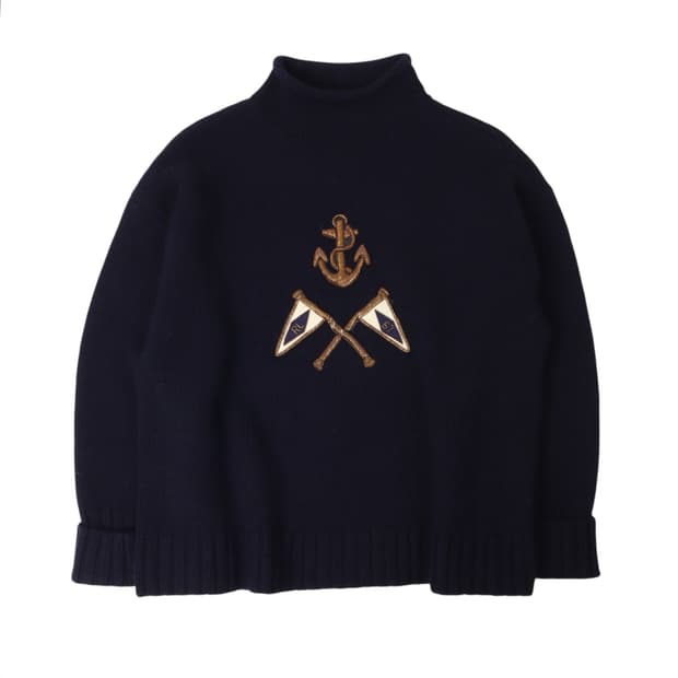 폴로 랄프로렌 네이비 플래그 롤업 니트