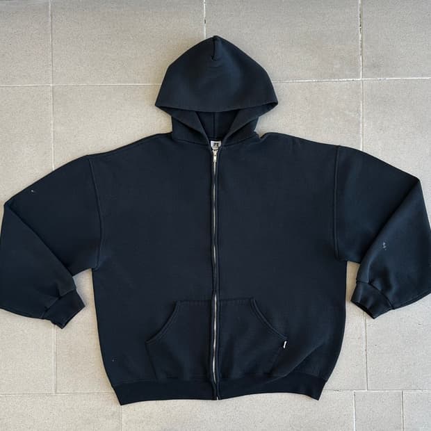 빈티지 러셀 후드집업 블랙 XL