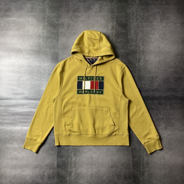 TOMMY HILFIGER 토미힐피거 머스타드 기모 후드티 A00547