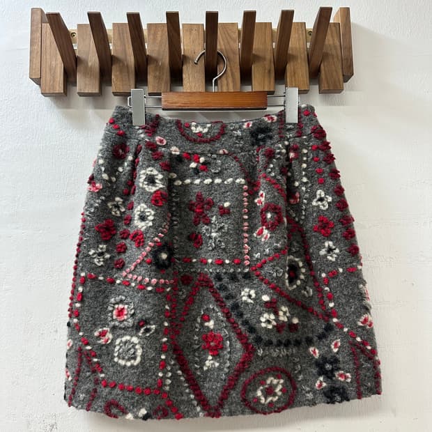 일본빈티지 울 자카드 패턴 스커트 