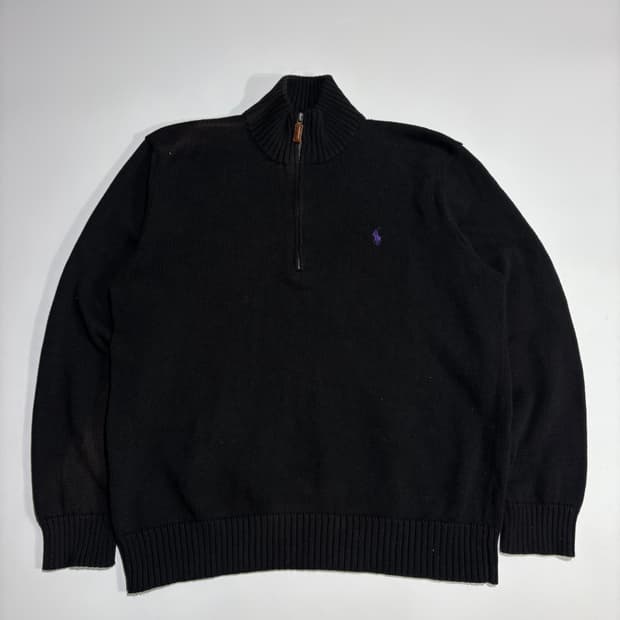 폴로랄프로렌 블랙 하프집업 니트 스웨터