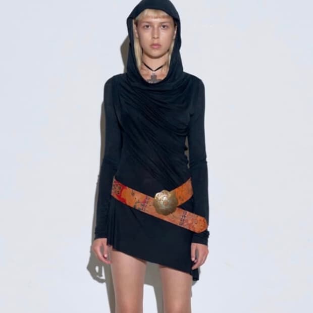 스컬프터 drapped hoodie dress M