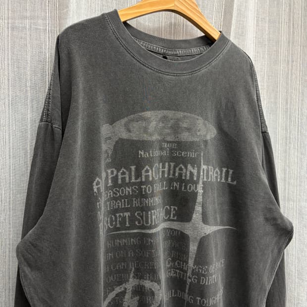 TRAVEL 트래블 그래픽 피그먼트 롱 슬리브 긴팔티