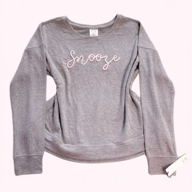 일본 하이틴 데일리 갸루 핑크 레터링 그레이 롱 슬리브 티 