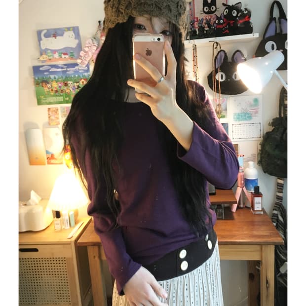 VINTAGE SOFT ROUND LONG SLEEVE PURPLE 