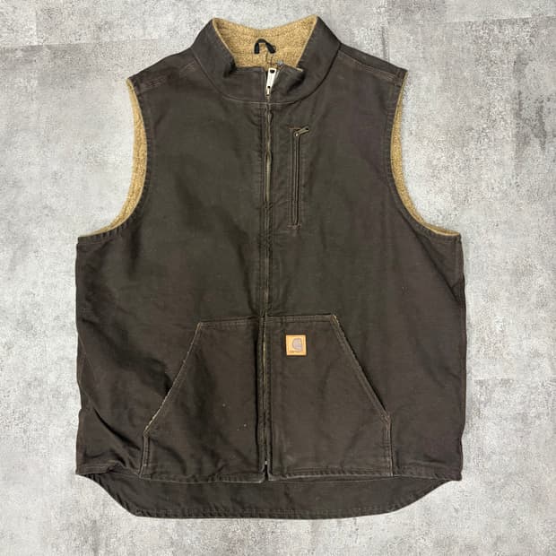 10s 칼하트 dkb vest 브라운 털 안감 조끼 자켓