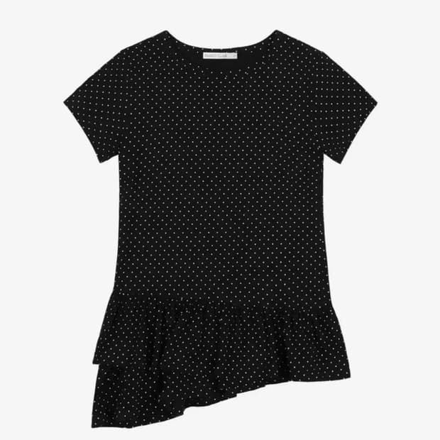 팬시클럽 프릴 레이어드 도트 티 (BLACK)