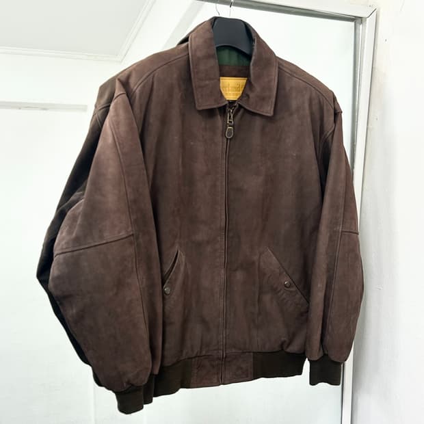 팀버랜드 시그니처 로고 소가죽 봄버 자켓