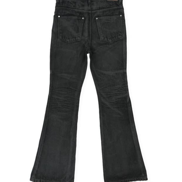 WAXED FLARE DENIM PANTS (BLACK)