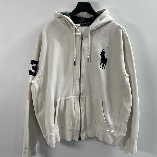 폴로 랄프로렌 빅포니 화이트 투웨이 후드집업 (on.335)