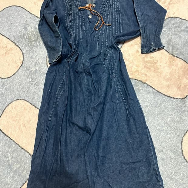 캐피탈 데님 롱 원피스