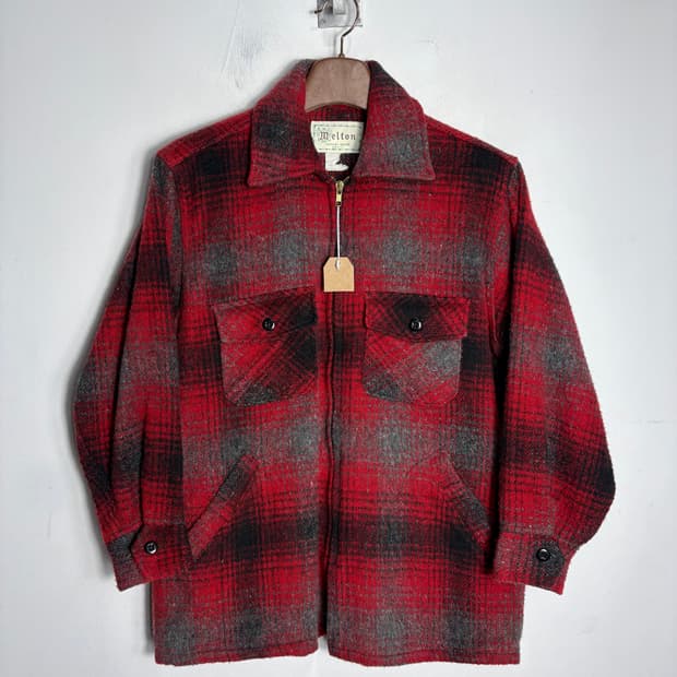 Melton usa 울 레드 체크 셔츠 자켓