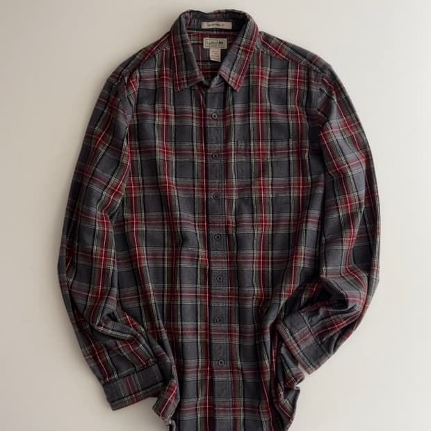 엘엘빈 그레이 레드 체크 플란넬 셔츠 L