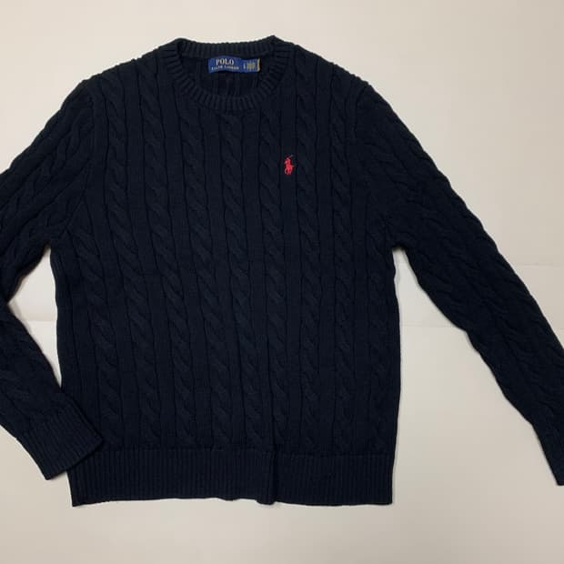 [L]폴로 케이블 니트 코튼 스웨터