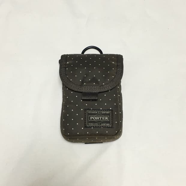 포터 도트패턴 브라운 지갑 파우치